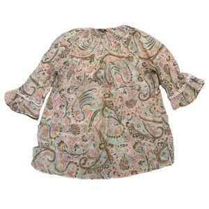 New Directions Boho Paisley Smocked Blouse - Size XL